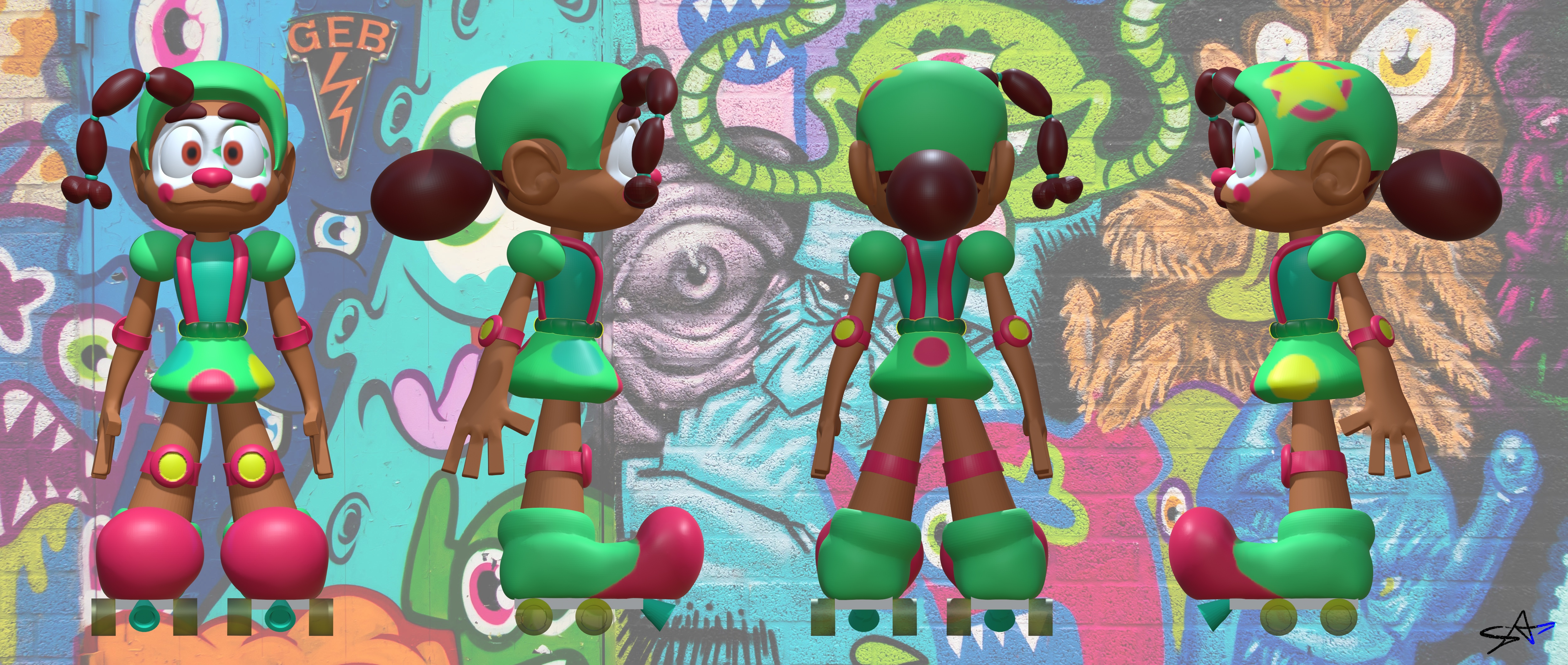 3D sculpt of my sibling's OC Hoola as a gift in 2024.
